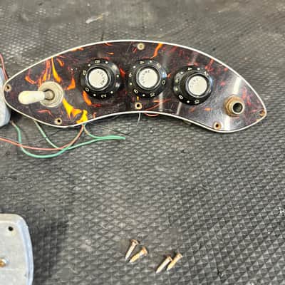 Teisco Violin Bass guitar pickups and control plate/wiring harness 1960s 1970s image 4