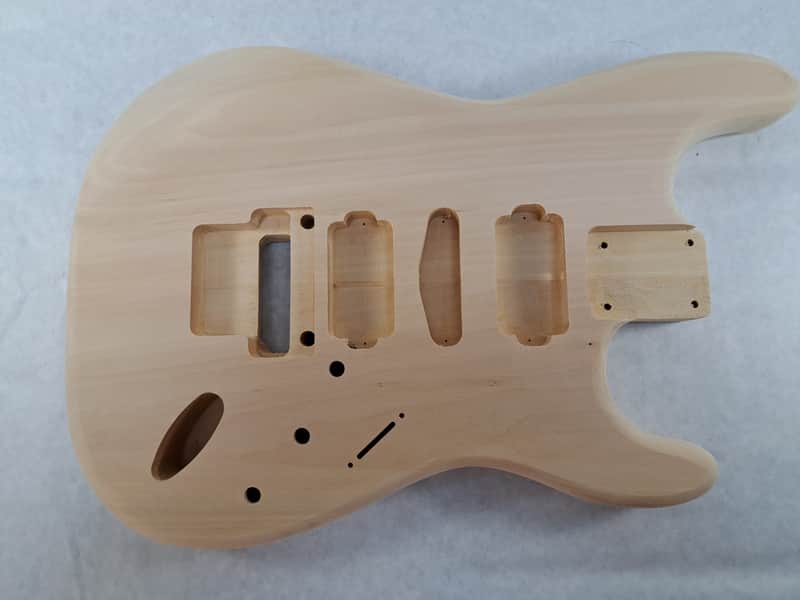 Unfinished Basswood HSH guitar body - fits Fender Strat Stratocaster neck Floyd Rose P077 image 1