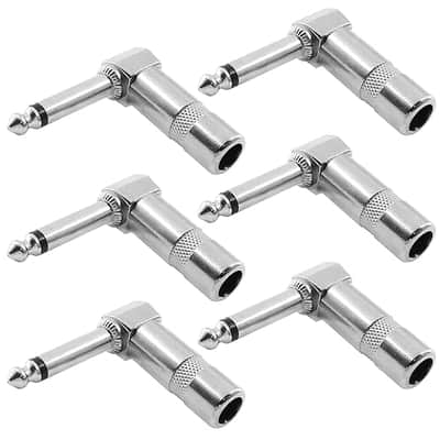 1/4" Right Angle Plugs 6.35mm Audio Wire Connectors Video Adapter Guitar Speaker Plug Nickel Finish Right Angle Connector for Audio Device 6 PCS image 5