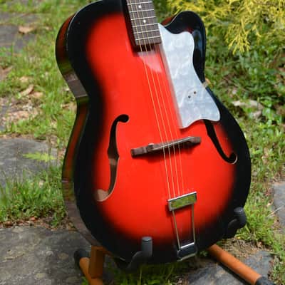 c. 1965 Vintage Eko Modello 100 Guitar, in Red Burst finish, w/a Pro Refurb setup and comes with a New Gator Black Hardshell Case image 2