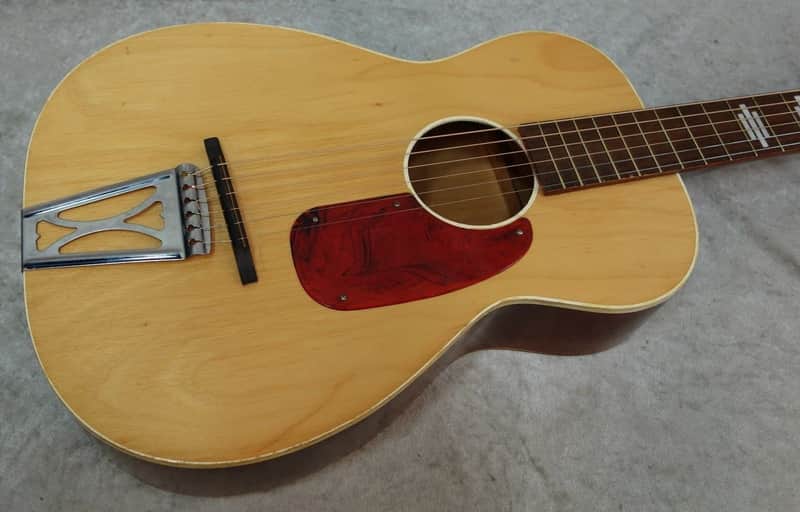 Stella Harmony F-66 USA made acoustic guitar with chipboard case image 1