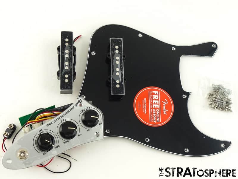 Fender Squier Affinity Active Jazz Bass, LOADED PICKGUARD J Bass Guitar Black image 1
