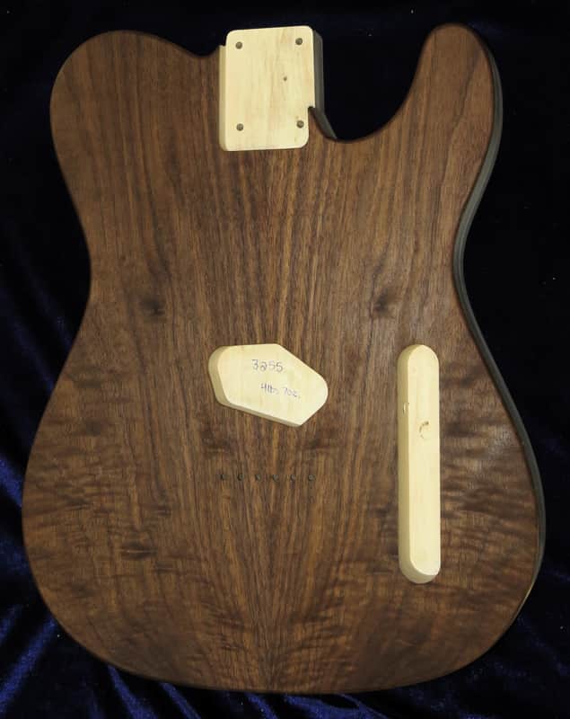 Figured Black Walnut Top \ Aged Aspen Telecaster Tele Body 4lbs 7oz #3255 USA IMPORT CHARGES INCLUDED image 1