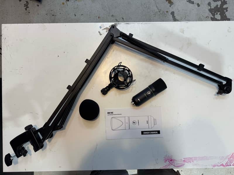 Mackie EM-91C Large-diaphragm Condenser Microphone w/ K&M Desktop Boom Arm image 1