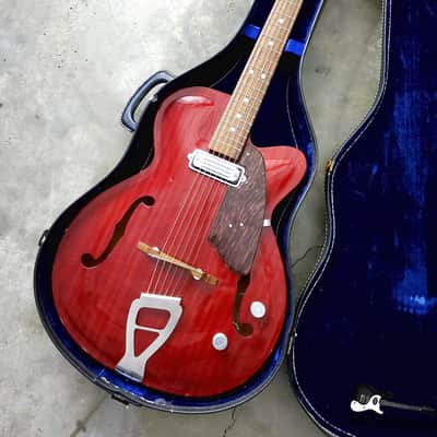 RARE Julio Giulietti  Model A2 Italian Semi-Hollow Jazzbox Electric Guitar w/ OHSC! (1962, Cherry) image 1