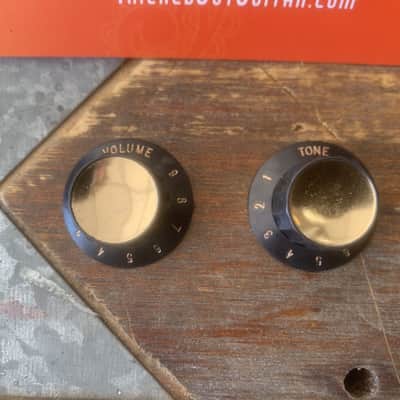 Real Life Relics Vintage Gold Top Black Bottom Knobs (Set of 2)    [DL3] image 4