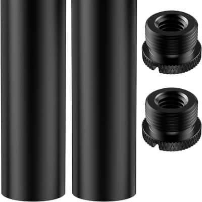 Mic Stand Extension Tube, 2 Pieces 5/8" Thread Microphone Extension Pipe Mic Extender with 2 Pcs 3/8" to 5/8" Metal Adapter image 1