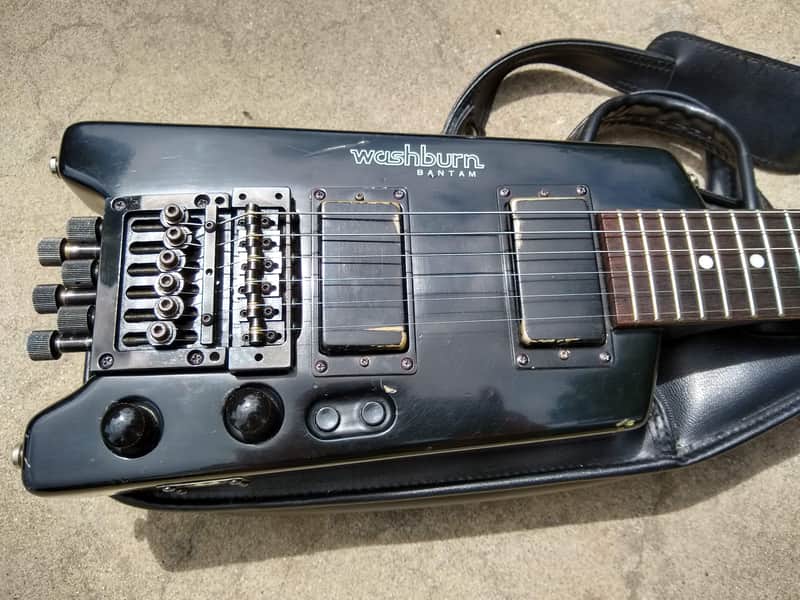 1984 Washburn Bantam Headless Travel Guitar - Black Finish