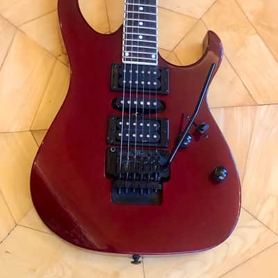 VINTAGE SX Electric HSS, FAT, 24 FRET ELECTRIC GUITAR  w/ Floyd Rose in Wine Red image 2