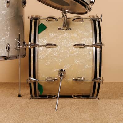 1965 Slingerland "Gene Krupa Deluxe" White Marine Pearl Drum Set image 10