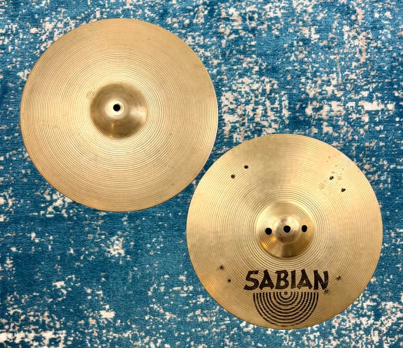 VINTAGE 14” Sabian AA SIZZLE Hats 975g 1338g image 1