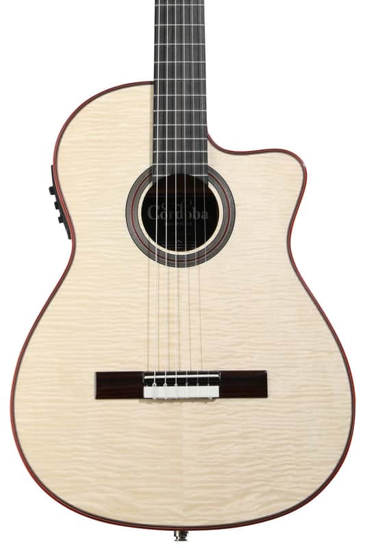 Cordoba Fusion 12 Exotic Top Nylon-string Acoustic-electric Guitar - White Sands image 1