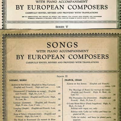 Songs with Piano Accompaniment by European Composers with translation Rachmaninov LILACS, Faure Gabriel The Cradles Vintage Music Sheets image 1