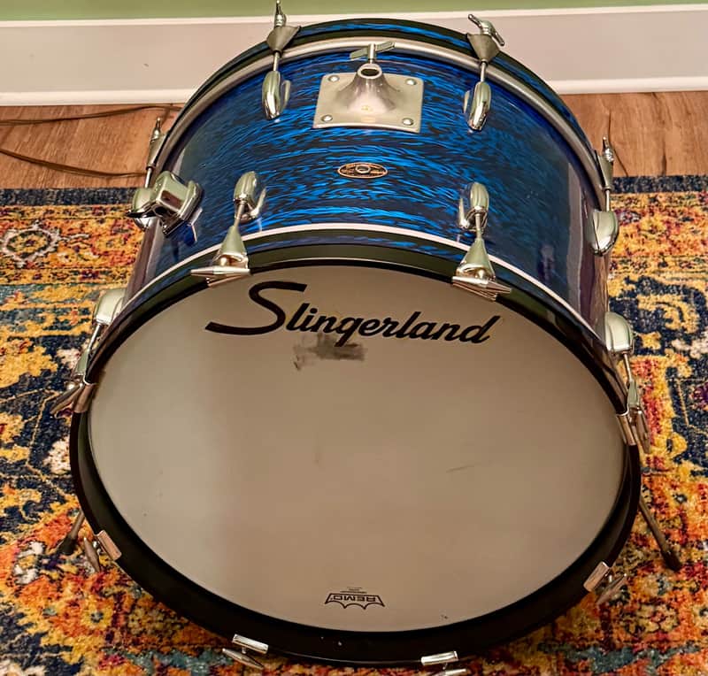 Slingerland 14 x 20" Bass Drum Blue Agate Vintage 60's 70's READ DETAILS image 1