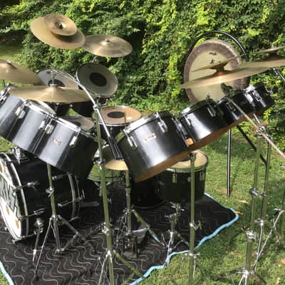 Pearl Peter Criss 1970’s KISS Alive 2  Drum Set Black/Chrome 14-Piece Fiberglass Concert Tom Drums image 3
