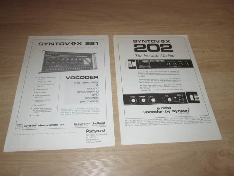 Synton "Synthovox" Original Literature Package -Rare - 1979 - Synthesizer Brochure image 1