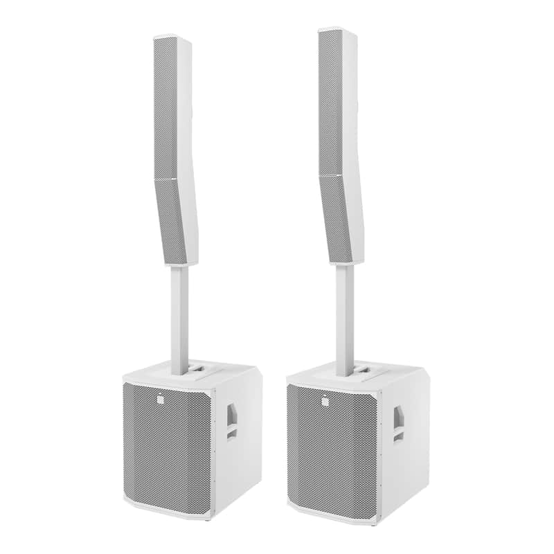2x EV Electro-Voice EVOLVE 90 Powered Column Speaker Array 18" Sub Pair (White) image 1
