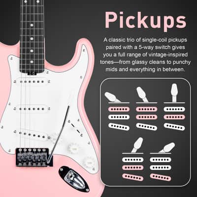 Sonicake Electric Guitar, 39" Beginner Electric Guitar, Classic SSS Pickup, Tremolo Bridge, Full-Size Lightweight Body, Rounded Fret Ends, Heel Adjustment Truss Rod image 6