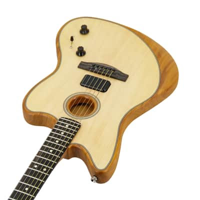 Fender American Acoustasonic Jazzmaster Acoustic Guitar w/bag, Ebony FB, Natural, US233XXXX image 2