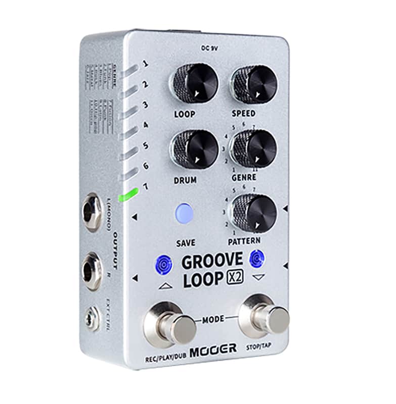 Mooer Groove Loop X2 Looper Drum Machine Guitar Effector + Power