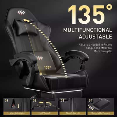 PU Leather Music Studio Chair with Footrest – Ergonomic Recording Chair for Producers, Adjustable Height, 300lb Capacity, Heavy-Duty Comfort for Long Sessions image 5