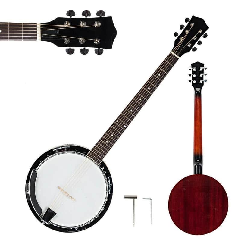 Immagine New 6 String Banjo Full Size with Closed Back 24 Brackets Head & Maple Neck - 1