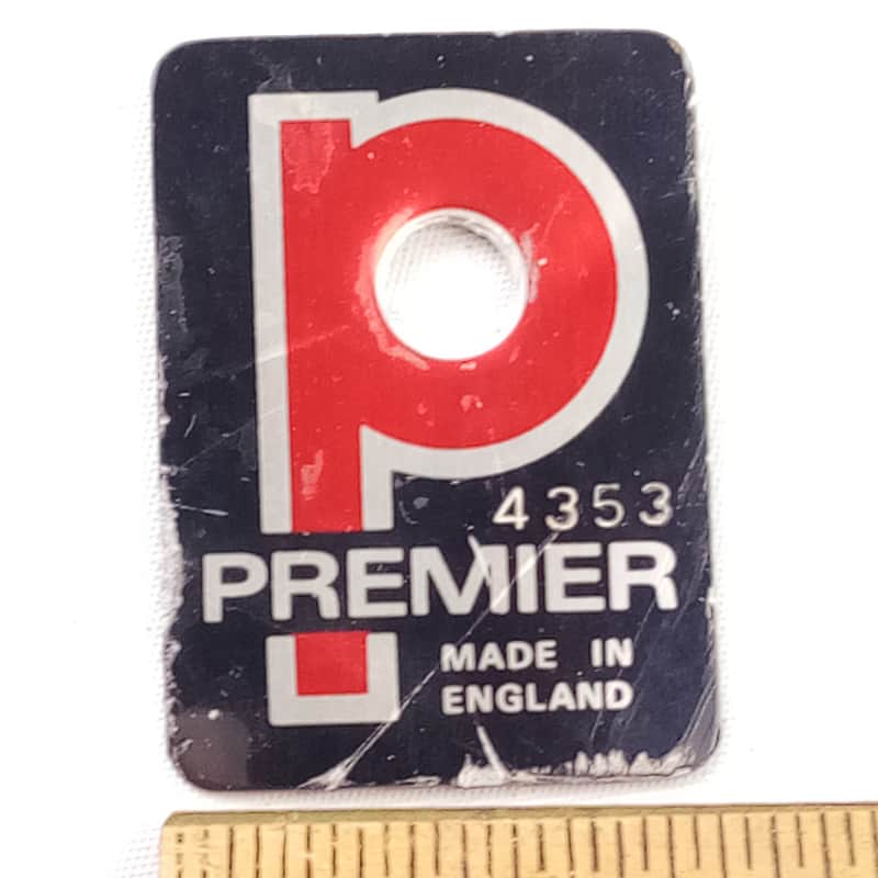 Premier Serial#4353 Badge Made In England Bass/Snare/Tom Drum Vintage 70s UK Tag image 1