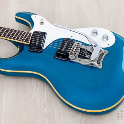 1996 Mosrite Ventures Model '63 Vintage Reissue Sidejack Blue w/ Vibramute & Case, Kurokumo image 10
