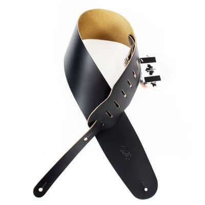 Levy's M4 Leather Bass Guitar Strap 3 1/2" Black image 2