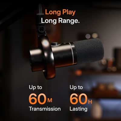Hybrid Wireless Podcast Microphone for PC, Dynamic XLR USB Mic with Desktop Stand, Software, Noise Cancellation, for Vocal Recording, Streaming, Content Creation, Home Studio, Voiceover image 3
