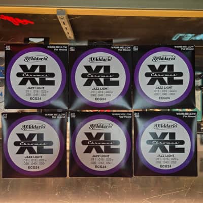 6 Sets - NOS D'Addario ECG24 Chromes Flat Wound Jazz Light Electric Guitar Strings, 11-50 image 2