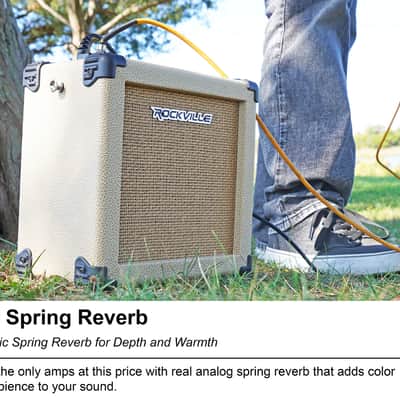Rockville G-CHARGE 20 BEIGE Rechargeable Guitar Amplifier Spring Reverb+Mic Input image 5