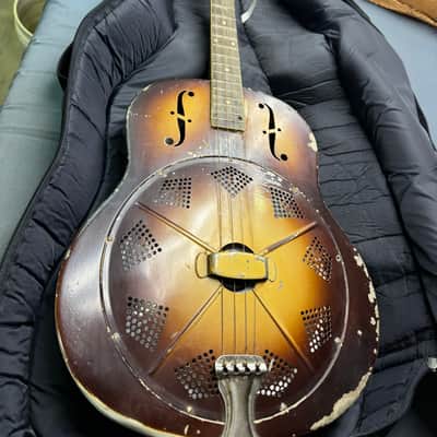 National Triolian Resonator Tenor-Steel Body-Brass Top 1930's - Walnut Burst #SR-814 image 1