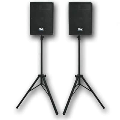 Pair SEISMIC AUDIO 10" PA DJ SPEAKERS 200 W with Stands image 1