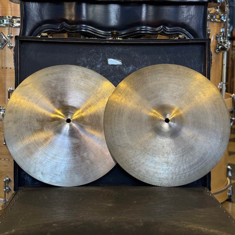 VINTAGE 1960's A. Zildjian 14" "Medium" Hi-Hat Cymbals - 650/854g image 1
