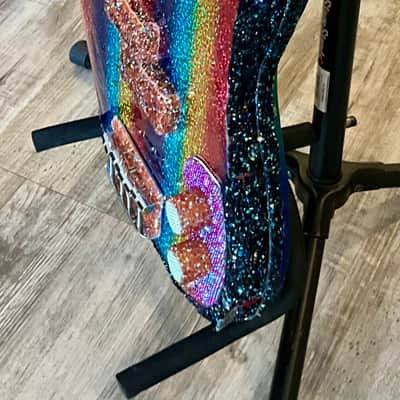 4-String Bass Guitar - Rainbow Sparkle Pride image 5
