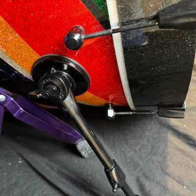 Rikki Rockett's Poison, Rockett Drum Works 2011 Tour Set. Maple/Carbon Fiber 18x22 (x2) 14.5x16, 12.5x14, 9.5x12. MultiColor Stripe Wrap image 16