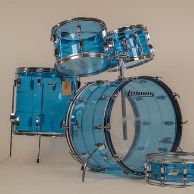 1970s Ludwig Vistalite Tivoli Pattern A 'Big Beat' in Blue/Blue/Blue - 14x22, 16x16, 9x13, 8x12, 5x14sn image 1