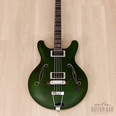 1968 Yamaha SA-70 Vintage Hollowbody Short Scale Bass Dark Green w/ Case image 2