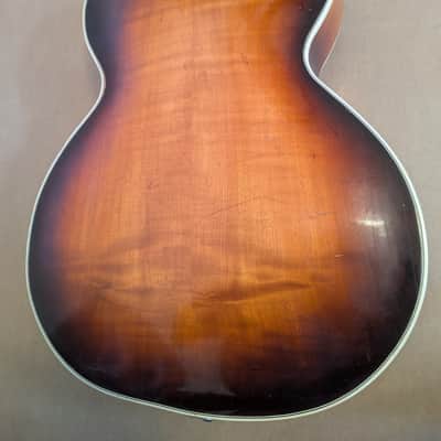 Vintage 1950s Huttl Archtop Acoustic Guitar with Hofner Tailpiece Germany image 13