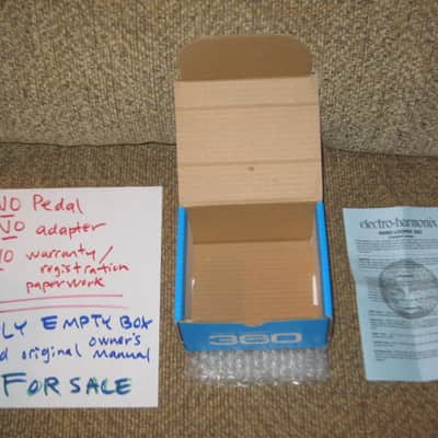 mostly very clean Electro Harmonix EMPTY CARDBOARD BOX + orig Owner's Manual ONLY for Nano Looper 360 (NO pedal, NO power supply, NO warranty / registration paperwork) 2014 (2010s) BOX: cardboard - OUTER AREAS blue / GRAPHIC black & white, white image 2