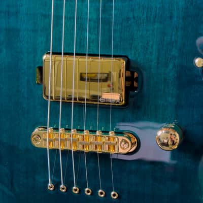 ESP USA M-II DX NT Mahogany Gold Hardware Electric Guitar - See Thru Aqua - Gold EMG 81X (Bridge) & 85X (Neck) Pickups image 5
