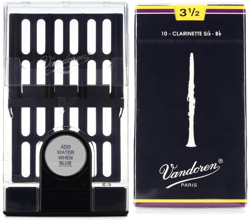 Vandoren HRC10 Hygro Reed Case for Bb Clarinet/Alto Saxophone Bundle with Vandoren CR1035 Traditional Bb Clarinet Reed - 3.5 (10-pack) image 1