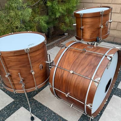 A&F Drum Co. Walnut Drum Set 13/18/24 with gig bags image 3