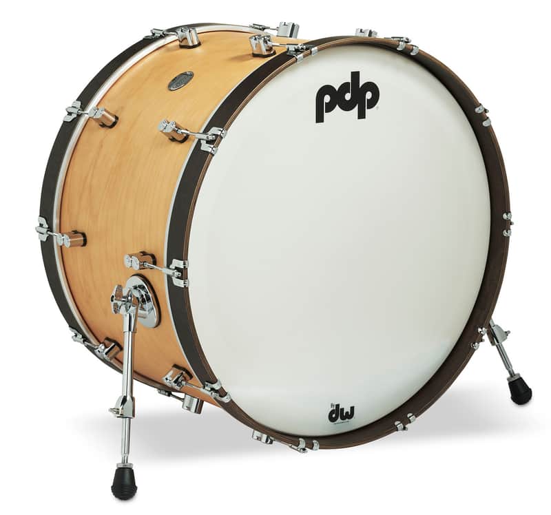 PDP Concept Classic 14x24 Natural Stain Kick Drum with Walnut Stain Hoops image 1
