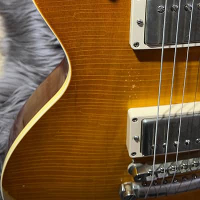 Gibson Custom Shop pre Murphy Lab 1959 Les Paul Reissue M2M Hand Picked 2014 - Heavy Aged Dirty Lemon Burst with Stinger headstock image 5