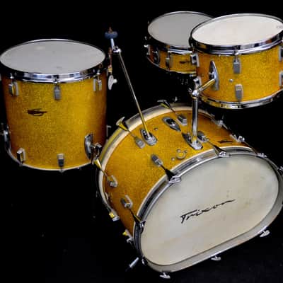Trixon 25.5/13/16/5x14 Drum Set - Speedfire Gold Glitter NOS image 1