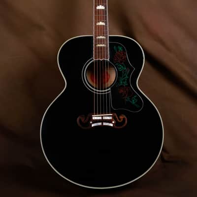 2005 Gibson SJ-200 Rose Custom Acoustic Guitar Black J-200 image 7