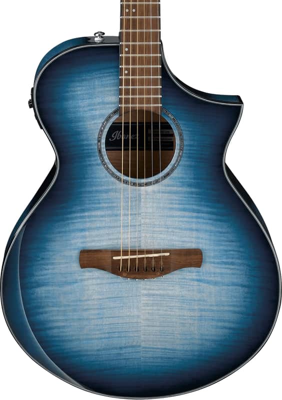 Ibanez AEWC400 Grand Concert Acoustic-Electric Guitar, Flame Maple Top, Indigo Blue Burst image 1