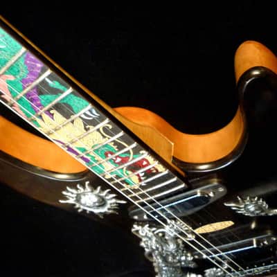 Blueberry Handmade Electric Guitar with Solid Silver and Gold Inlays image 14